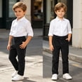 thumbnail image 4 of CYRBOKO Corduroy Pants for Boys, Casual Elastic Waist Comfy Relaxed Fit School Uniform Pants Black Size 10-12 T, 4 of 7