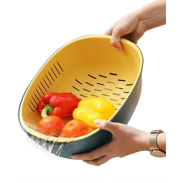(5 Quart) Kitchen Colander Bowl Set, Large Plastic Colander Set