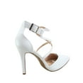 thumbnail image 2 of Young-8 Women's Pointy Toe Ankle Strap Zipper Stiletto Pumps Shoes ( White, 6.5), 2 of 2