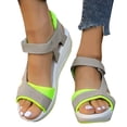thumbnail image 4 of Nrmvnmi Women's Boho Wedge Sandals Open Toe Ankle Strap Summer Platform Beach Roman Sandals Green Mothers Day Gifts, 4 of 9