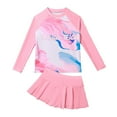 thumbnail image 6 of BULLPIANO Girls Two Piece Swimsuit Long Sleeve Rash Guard Sets with Skirt Sun Protection UV 50+ for 8-14 Years, 6 of 9
