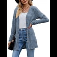 thumbnail image 2 of Cárdigan de Punto Suave para Mujer, Moda Otoño 2025, Abrigo de Larga Abierto con Bolsillos. Azul M, 2 of 9