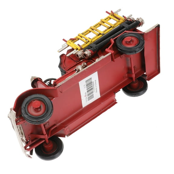 FRCOLOR Retro Mini Fire Truck Iron Car Model for Home Decoration Adds Vintage Atmosphere to Your Space Red
