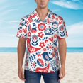 thumbnail image 2 of Pofeuu Birds Flowers Print Hawaiian Shirt for Men Sleeves Casual Button Down Summer Beach Dress Shirts T-Shirts,X-Large, 2 of 7