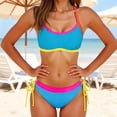 thumbnail image 2 of High Waisted Bikini Sets for Women 2 Pc Color Block Swimsuit Supportive Wide Strap Adjustable, 2 of 9
