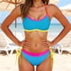 thumbnail image 2 of Conjunto de Bikini de Cintura Alta para las Mujeres Bloque de Color de Control Del Estómago Correa Ancha de Apoyo Trajes de Baño de Cintura Alta de Dos Piezas para las Mujeres, 2 of 9