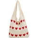thumbnail image 1 of Bolso de hombro tejido con estamp de corazones, Bolsas de amor de punto estético Y2k, Lindo bolso hobo para mujer, Bolsa de mano de gran capacidad (C,One Size), 1 of 3