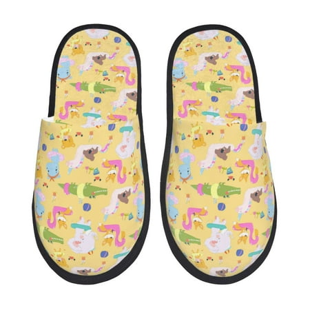Balery Summer Animals Slient Indoor Furry Fleece Comfort House Shoes Soft Non-Slip Home Shoes Cotton slippers House Slippers-- Large