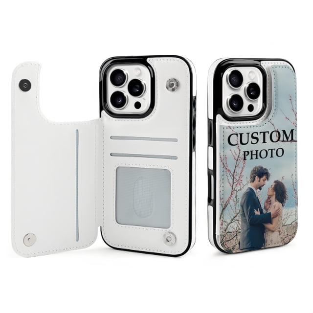 Personalized Custom Photo Phone Case for iPhone 16 Pro, Flip Wallet Phone Case with Card Slots, Perfect Gift for Family, Friends, and Couples
