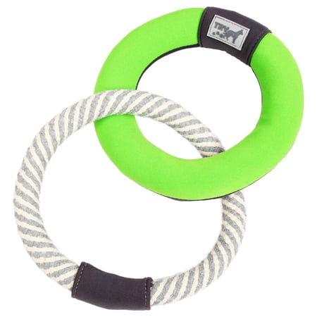 Pet Life ® Ring Toss Dual-Connecting Jute Rope and Floating Ring Dog Toy