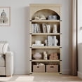 thumbnail image 2 of Kojooin 71.4-Inch Farmhouse-Style Bookcase with Doors, 6-Tier Dark Wood Storage and Display Shelves, Suitable for Bedrooms and Living Rooms, 2 of 7