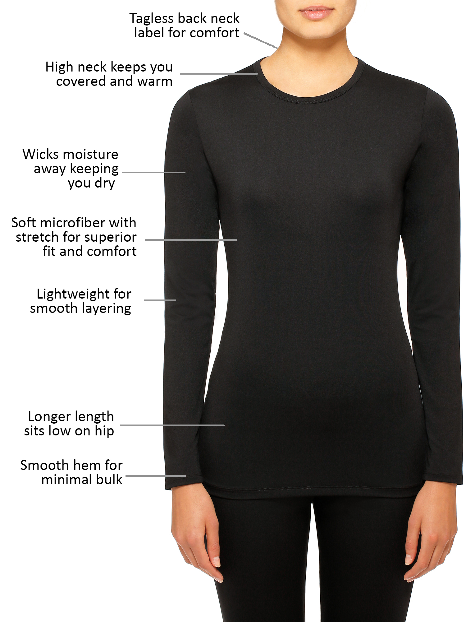 ClimateRight by Cuddl Duds Women's and Women's Plus Stretch Microfiber Warm Long Underwear Top - image 3 of 3