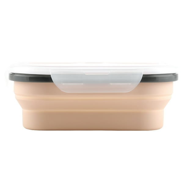 Fiambrera Plegable De Silicona, Contenedor Rectangular De Alimentos Para Frutas, Verduras Y Refrigerios Secos, Caja Segura De 8,07x5,31 Pulgadas Para Viajes De Camping Y Trabajo