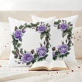 thumbnail image 3 of Floral Botanical Purple Outdoor Waterproof Pillow Covers, Spring Flowers Watercolor Decorative Square Throw Pillowcase Sofa Cushion Sham for Patio/Couch/Chair, 18"x18" 2 Pack, 3 of 8