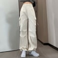 thumbnail image 4 of Zylarhe Women's Pants Women's High Waist Wide Leg Parachute Pants Casual Comfortable Drawstring Joggers for Workwear and Everyday Wear, 4 of 6