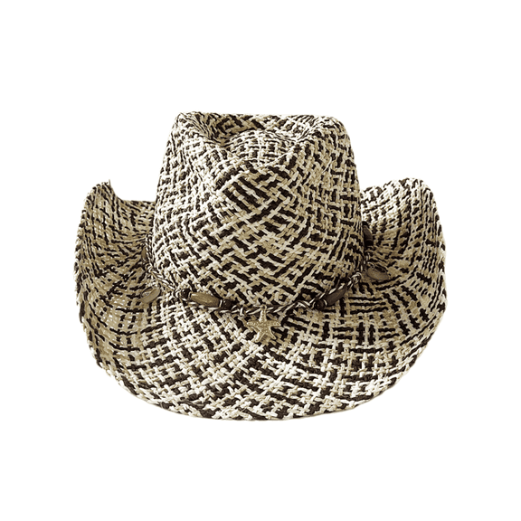 LZLER Straw Cowboy Hat for Women Men Woven Western Cowgirl Hat Sunshade Beach Hat