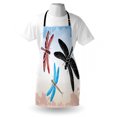 thumbnail image 3 of Dragonfly Apron Exotic Dragonflies Flying in Cloud Sky Animal Wing Nature Illustration, Unisex Kitchen Bib Apron with Adjustable Neck for Cooking Baking Gardening, Black Blue Pale Pink, by Ambesonne, 3 of 3