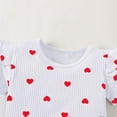 thumbnail image 5 of Scyoekwg Girl Clothes Newborn Infant Outfits Short Sleeve Crew Neck Heart Print Comfy Flying Sleeve Romper Drawstring Elastic Waist Shorts Headband Outfits, White, 0-3 Months, 5 of 5