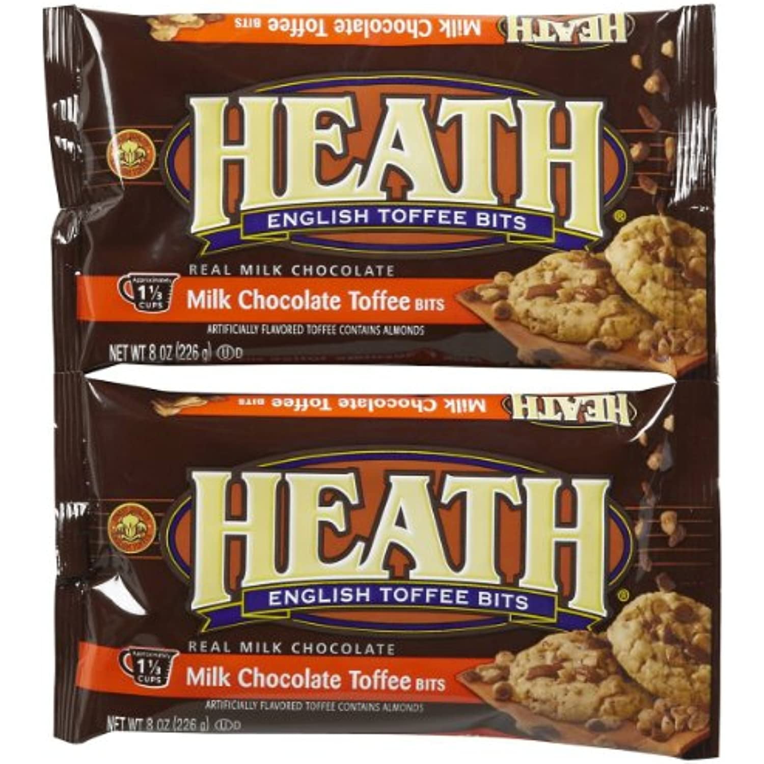 HEATH Milk Chocolate English Toffee Baking Bits, Gluten Free, 8 oz, Bag