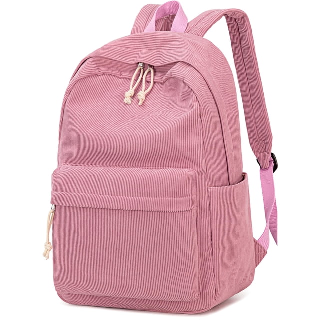 Mochila escolar BTOOP de pana para portátil de 17 pulgadas, color rosa