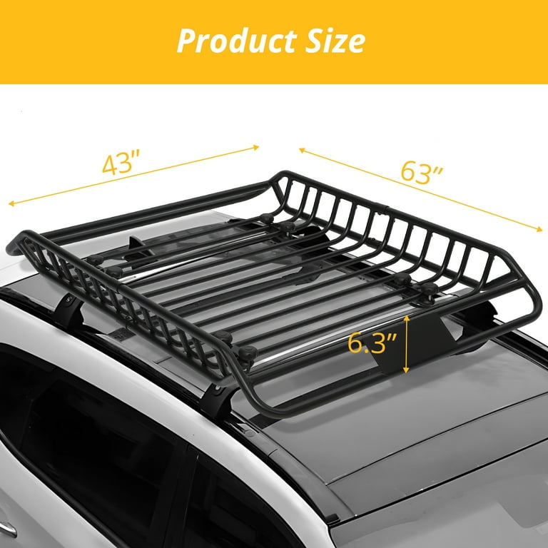 EastVita Roof Rack Basket 50 x38 Heavy Duty Steel Universal Rooftop Cargo Carrier Basket 220 LBS Load Capacity Car Roof Basket for SUV Truck Cars