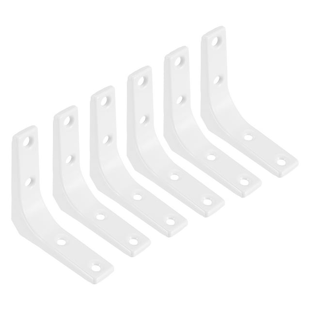 Uxcell 6Pcs Soportes de Estante Flotante, Soportes de Estante de Pared de Alta Resistencia de 3 x 3 Pulgadas, Soportes de Ángulo de Acero para Estantes de Madera, Armarios, Soporte de Encimera, Blanco