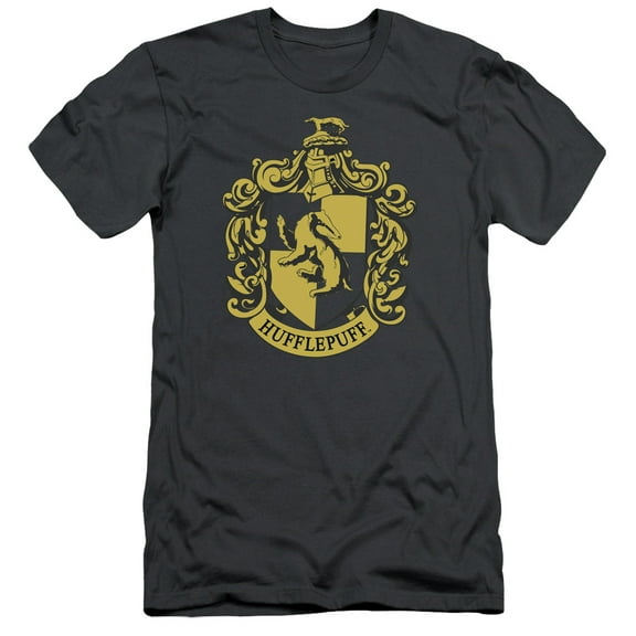 Harry Potter Hufflepuff Crest S/S Adult 30/1 T-Shirt Charcoal