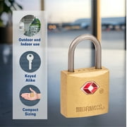 Brinks Solid Brass 22mm TSA Travel Keyed Padlock with 1/2in Shackle, 4 pack