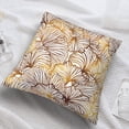 thumbnail image 4 of Flower White Gold Art Ginkgo Leaf Art Illustrations Flower Pillow Covers Pillowcases Home Decor Bed Couch Sofa Office Living Room Cushion 16x16Inch, WLJ6699, 4 of 6