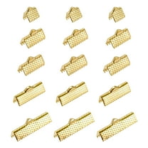 Uxcell 100Pack Ribbon Crimp Clamp Ends, 8/10/13/20/25mm Bookmark Pinch Clasps Golden