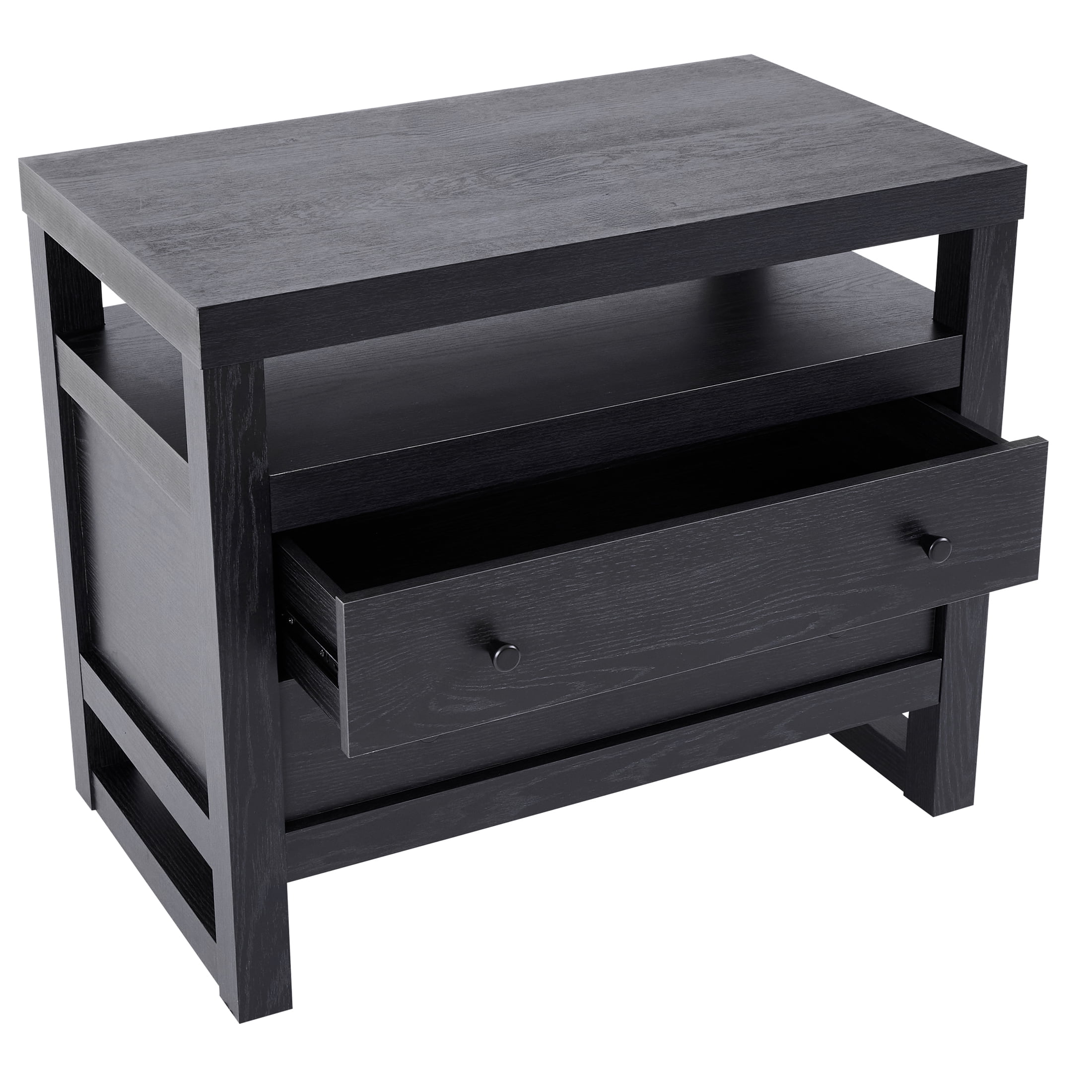 (2 pack) Better Homes & Gardens Ezra 2-Drawer Nightstand, Rich Black Finish