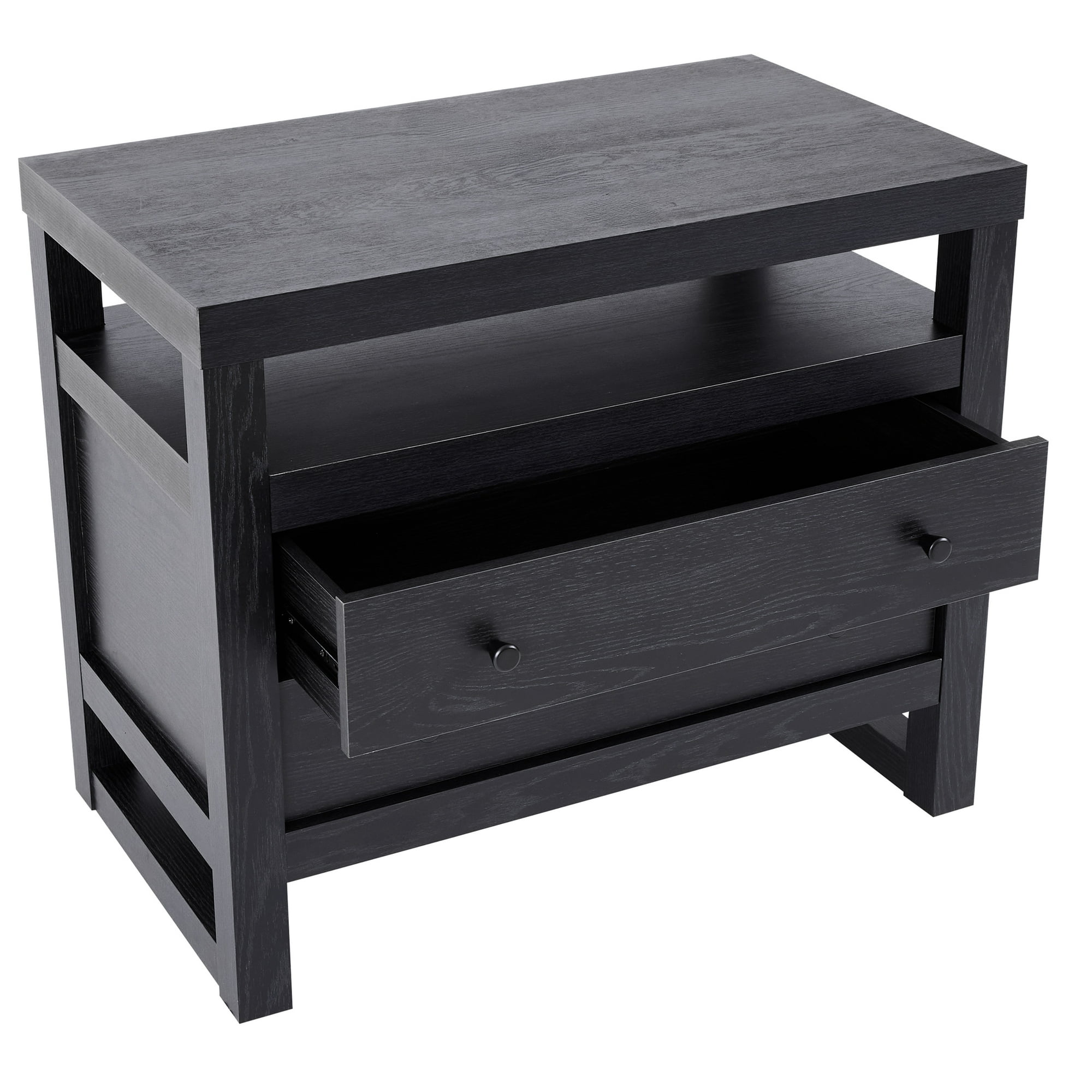Better Homes & Gardens Ezra 2-Drawer Nightstand, Rich Black Finish