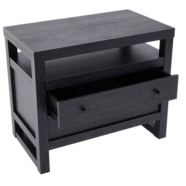 Better Homes & Gardens Ezra 2-Drawer Nightstand, Rich Black Finish