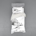 thumbnail image 2 of Ambesonne Nature Bedding Set 4 Pcs, Pine Forest Countryside, Queen, Black White, 2 of 3