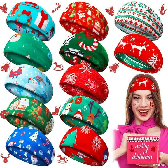 Yoyauz Women's Christmas Headband Christmas Flex Headband Elastic Headband Headband Santa Claus Snowman Twist Head Bandwidth Knotted Hair Accessories For Christmas Party Girls