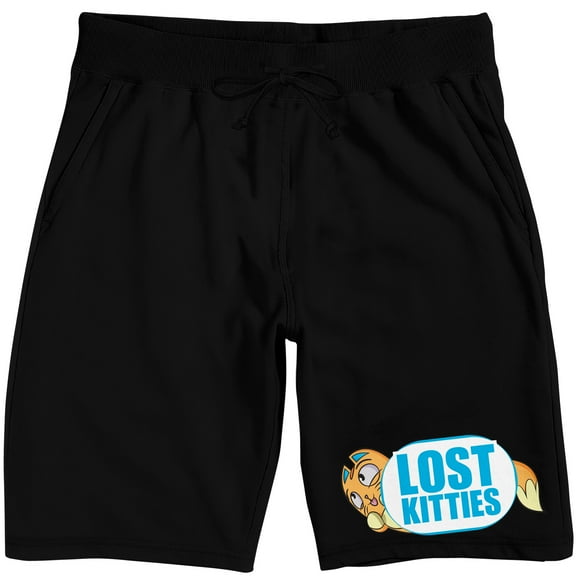 Lost Kitties Logo Adult Black Sleep Pajama Shorts -Medium