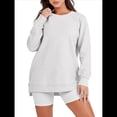 thumbnail image 2 of Sudaderas de Gran Tamaño para Mujer, Cuello Redondo, Larga, Sudaderas con Cremallera Lateral, Ropa de Otoño 2025 Gris XL, 2 of 9