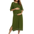 thumbnail image 4 of LNGOOR Robes pour Femmes Robe à Glissière Robe de Nuit à Manches 3/4 Vêtement de Nuit Robe d'Intérieur Longueur Complète Déshabillés Vêtements de Détente avec Poches Pyjama Ample, 4 of 5