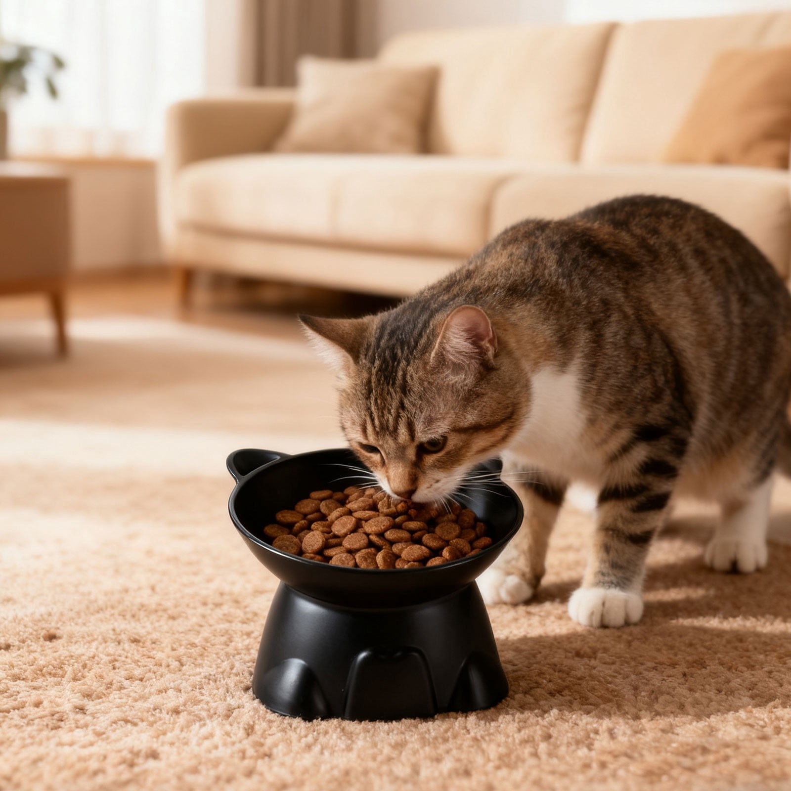 YiJuHui 2pcs Elevated Cat Food Bowl with Wide Shallow Design, Anti-Whisker Fatigue, Ergonomic Raised Feeder for Healthy Digestion and Comfortable Eating, Non-Slip Pet Dish for Mess-Free Feeding