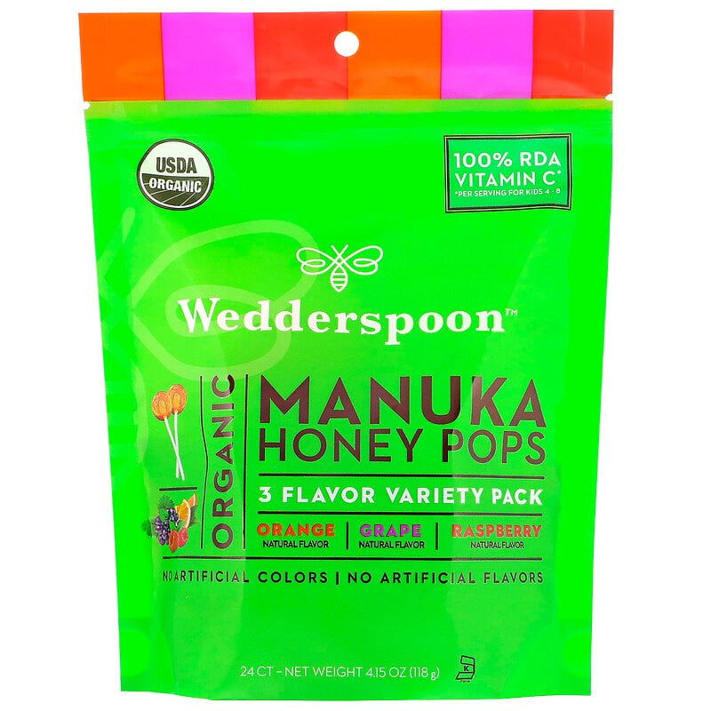 Wedderspoon Organic Manuka Honey Pops Variety 24 ct Pack of 2