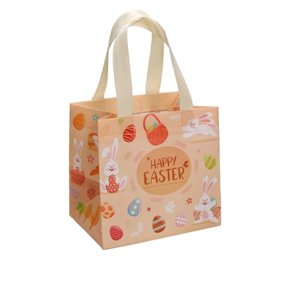 Shipiny Laminated Non-woven Fabric Eco-friendly Shopping Bag, Easter Egg & Bunny Design Gift Tote Bag, Reusable Handbag for Easter Gift & Festival Decoration, D