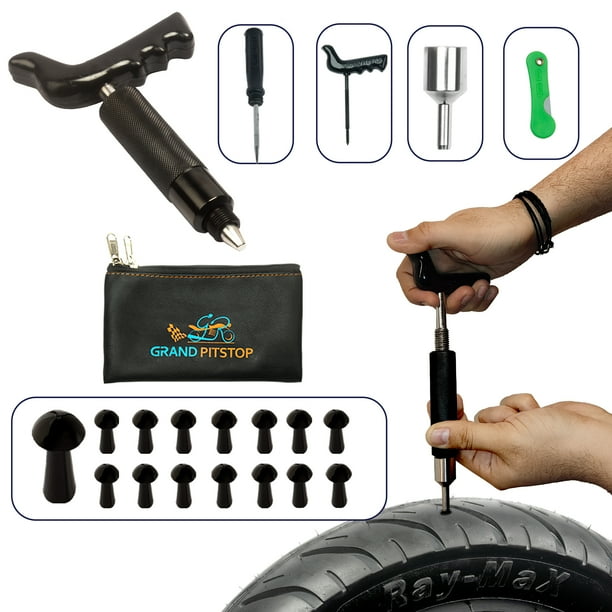 Grand Pitstop Tubeless Tire Puncture Repair Kit for Motorcycle and Cars