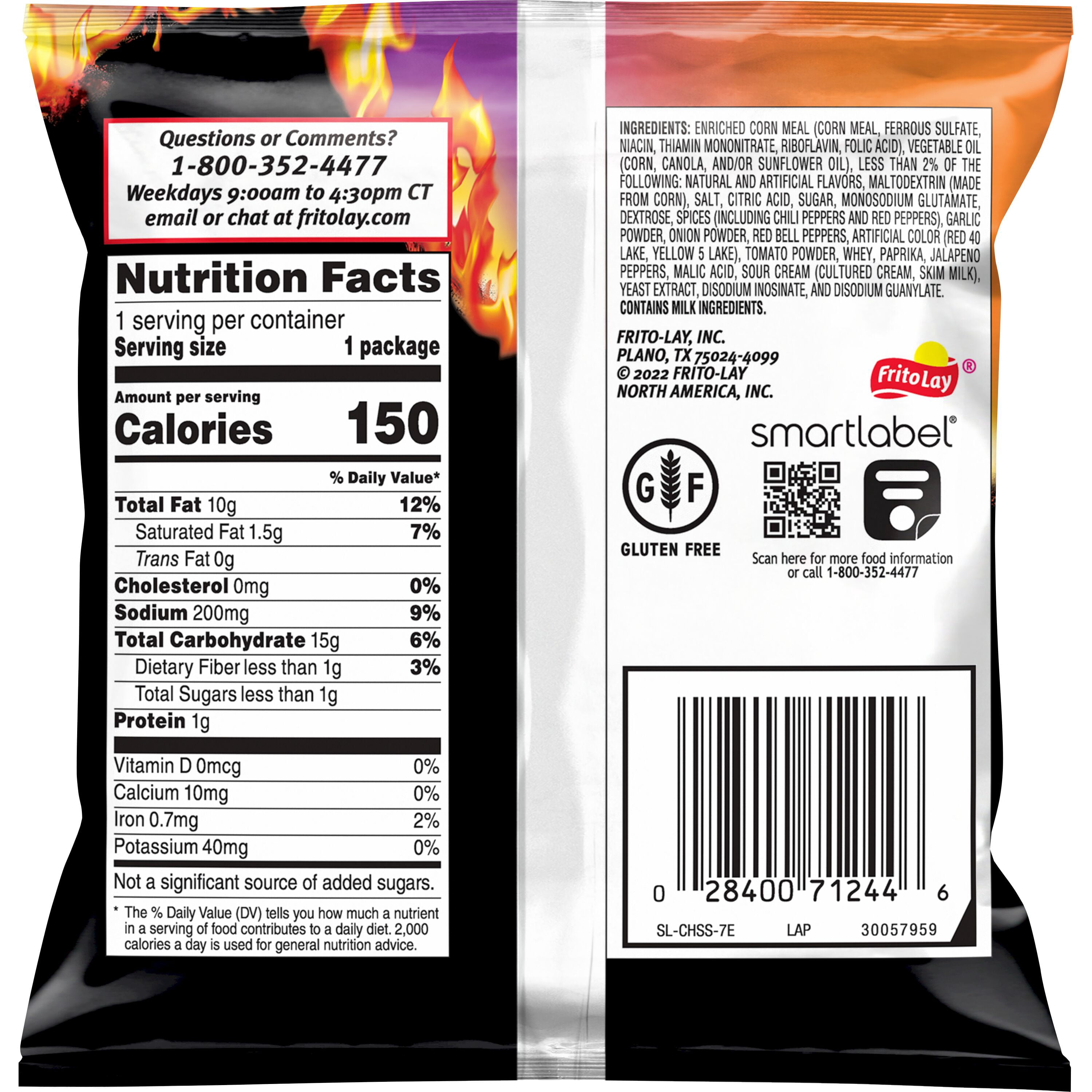 Cheetos Flamin' Hot Crunchy Tangy Chili Fusion Flavored Snacks Chips, 1 oz Bag