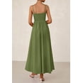 thumbnail image 2 of Vestido largo PRETTYGARDEN para mujer, fruncido, verano 2025, verde militar, 2 of 9