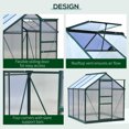 thumbnail image 3 of Outsunny 6' x 6' x 7' Polycarbonate Greenhouse, Heavy Duty Outdoor Aluminum Walk-in Green House Kit with Vent & Door for Backyard Garden, Green, 3 of 9