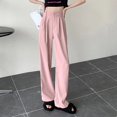thumbnail image 1 of Pantalones holgados y elegantes de cintura alta para mujer, primavera 2024, nuevos pantalones de pierna ancha para mujer, pantalones de cintura elástica en color liso en la espalda., 1 of 6