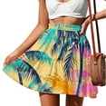 thumbnail image 2 of Mustard Yellow Beach Casual Skirt for Women Spandex Floral Graphic Mini Petite Loose Fit Hawaiian Tropical Skirts Women 2025 Clothes 3XL, 2 of 6