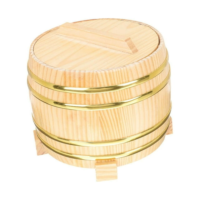 Cubo de arroz de madera perfecl multifuncional 16 cm para mezclar arroz con tapa