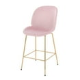 thumbnail image 4 of LOTUS GOLD STOOL (SLIM SEAT) Soft Velvet Upholstery Gold Metal Legs in Pink SET OF 2, 4 of 7