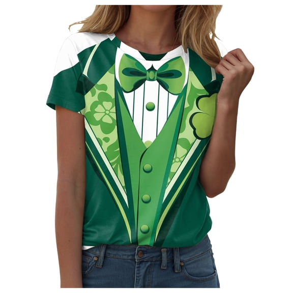 felwors St Patricks Day T Shirts for Women 2026 Lucky Irish Shamrock Clover Graphic Tee Cute Funny Short Sleeve Festival Tops (Mint Green, XL)